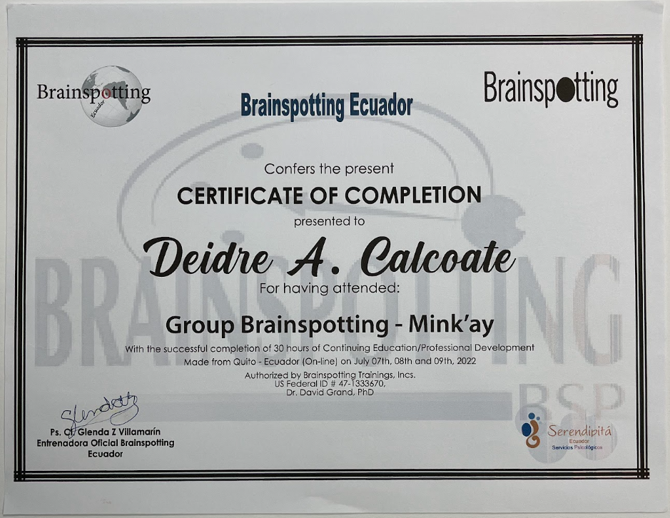 Awards and Certifications - BIPOC Brainspotting Certification - Course Completion - 30 Hours